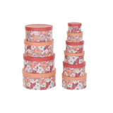 Conjunto de Caixas de Organização Empilháveis DKD Home Decor Bloemen Riscas Fúcsia Branco Pêssego Cartão (37,5 x 37,5 x 18 cm) - EcoNest