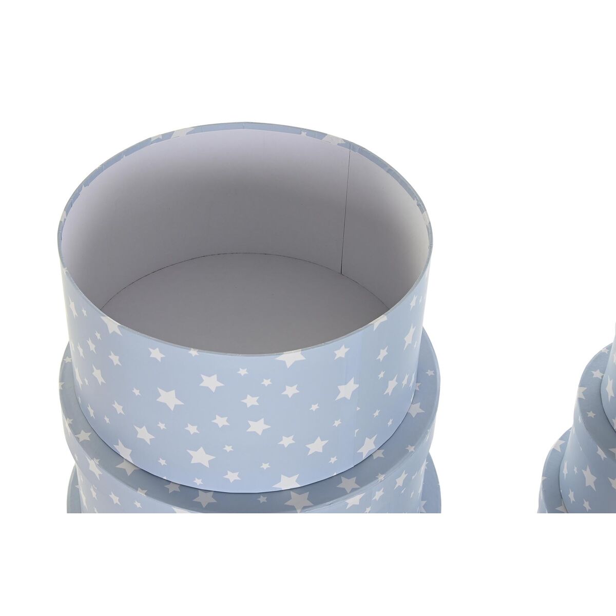Conjunto de Caixas de Organização Empilháveis DKD Home Decor Redondo Estrelas Infantil Cartão - EcoNest