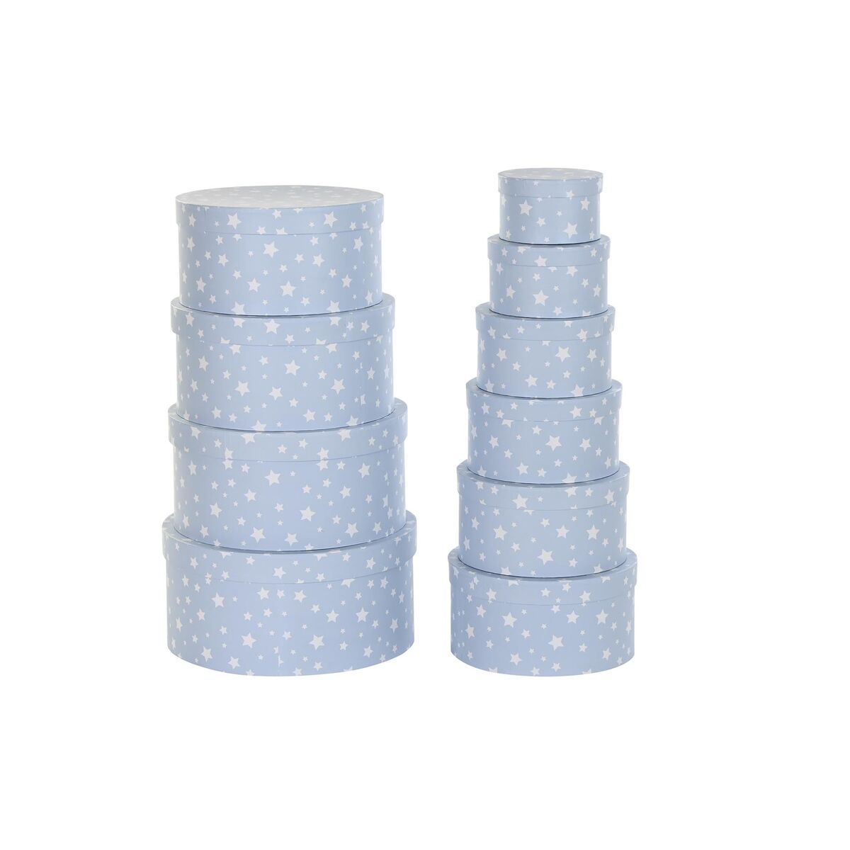 Conjunto de Caixas de Organização Empilháveis DKD Home Decor Redondo Estrelas Infantil Cartão - EcoNest