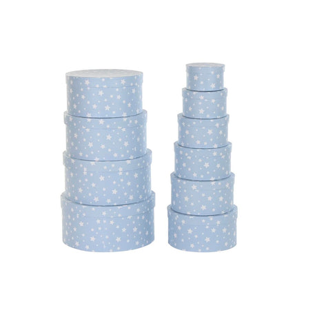 Conjunto de Caixas de Organização Empilháveis DKD Home Decor Redondo Estrelas Infantil Cartão - EcoNest
