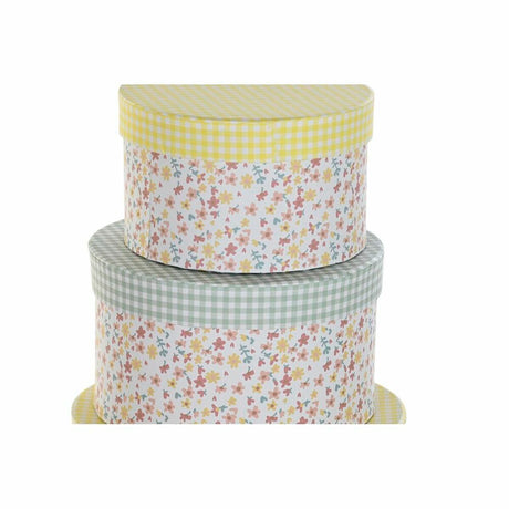 Conjunto de Caixas de Organização Empilháveis DKD Home Decor Verde Amarelo Multicolor Cartão (37,5 x 37,5 x 18 cm) - EcoNest