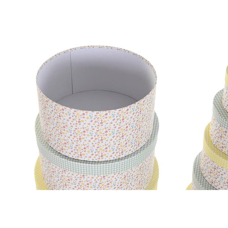 Conjunto de Caixas de Organização Empilháveis DKD Home Decor Verde Amarelo Multicolor Cartão (37,5 x 37,5 x 18 cm) - EcoNest