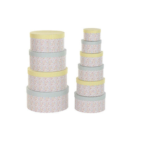 Conjunto de Caixas de Organização Empilháveis DKD Home Decor Verde Amarelo Multicolor Cartão (37,5 x 37,5 x 18 cm) - EcoNest