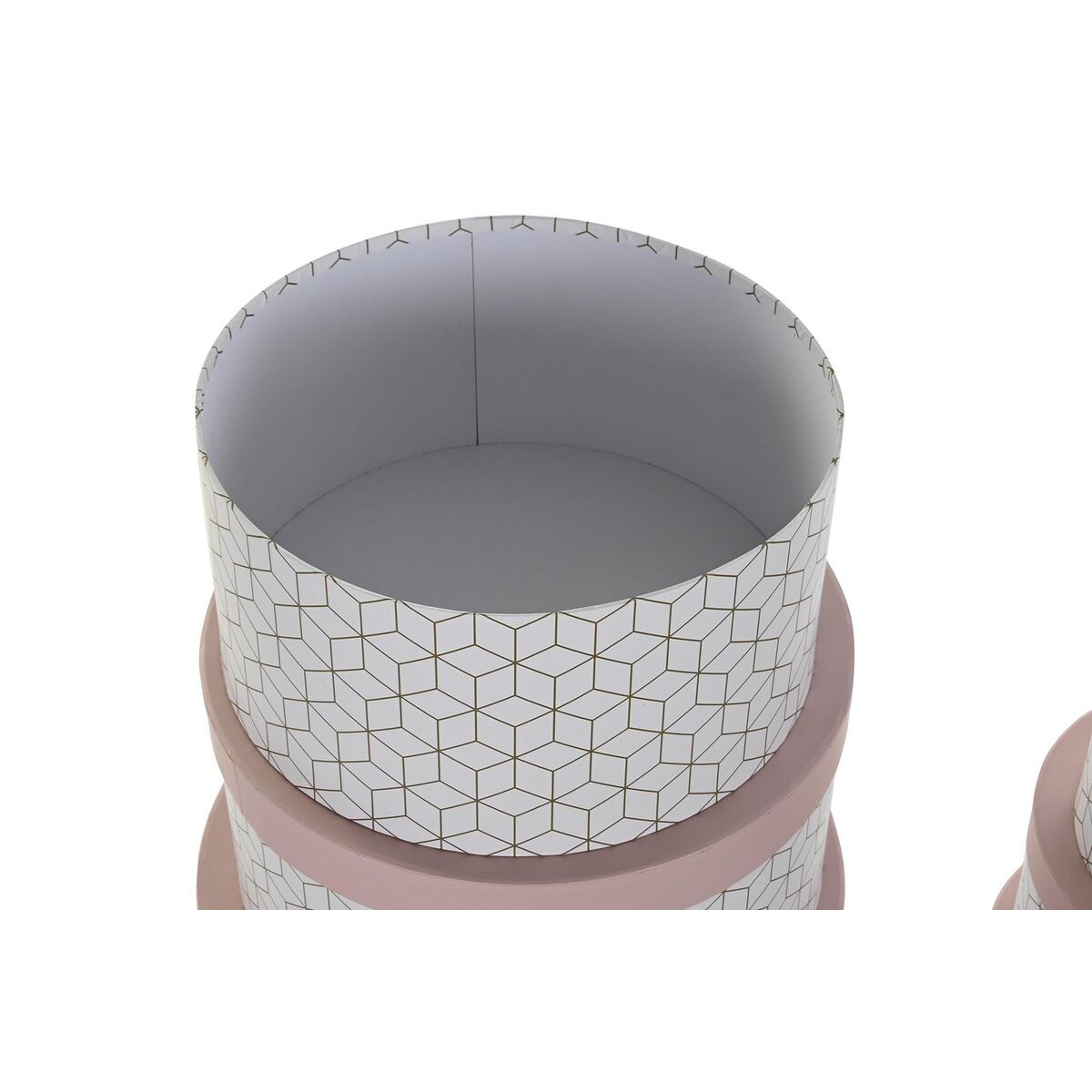 Conjunto de Caixas de Organização Empilháveis DKD Home Decor Redondo Cor de Rosa Cartão - EcoNest