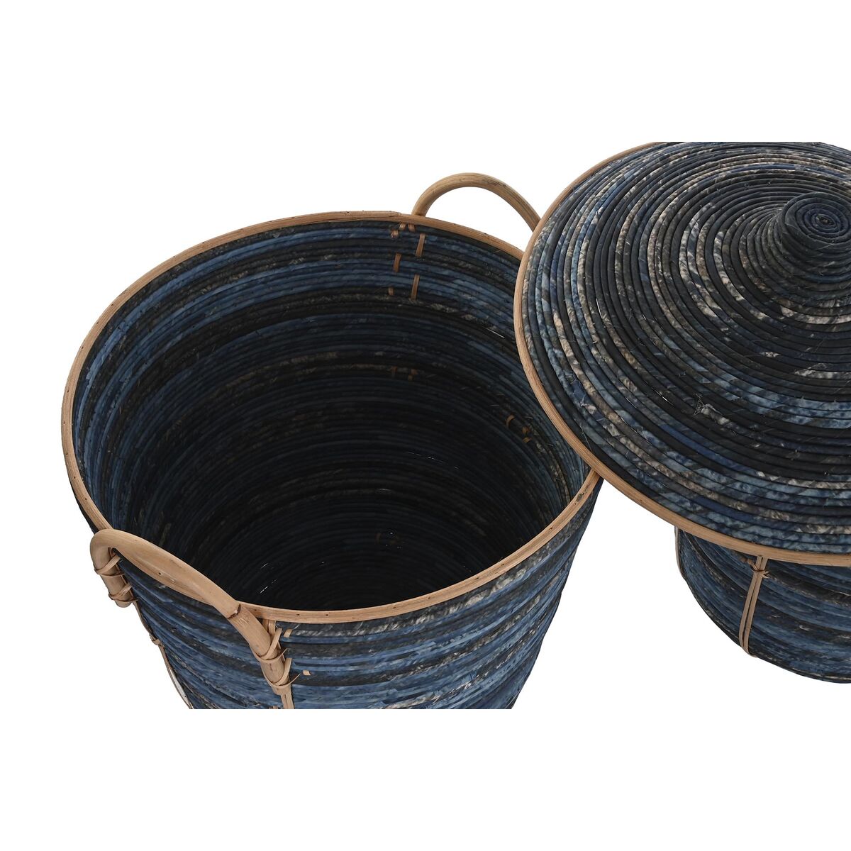 Conjunto de Cestas DKD Home Decor Azul Preto Boho 51 x 51 x 65 cm - EcoNest