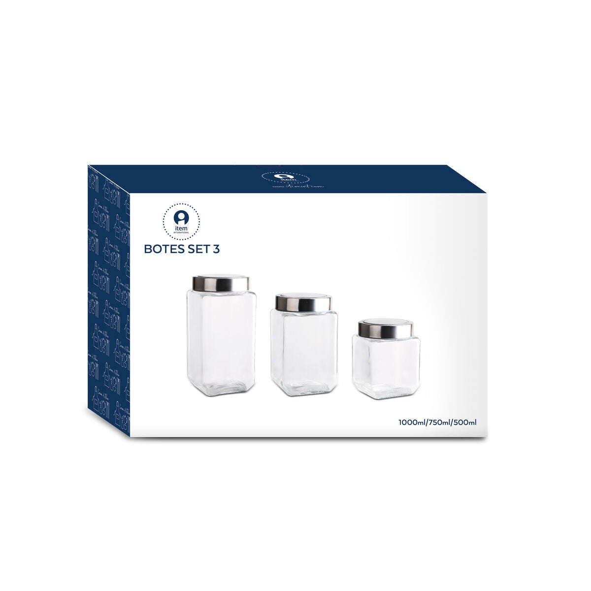 Conjunto de 3 Potes DKD Home Decor 750 ml 8,5 x 8,5 x 18 cm - EcoNest