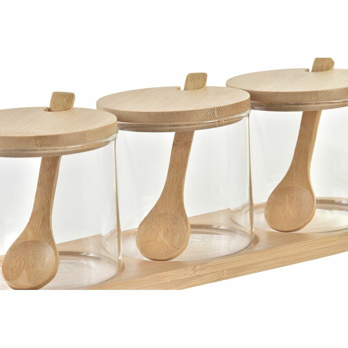 Açucareiro DKD Home Decor Básico Transparente Natural Bambu 3 Peças 8,5 cm 29 x 10 x 10 cm - EcoNest