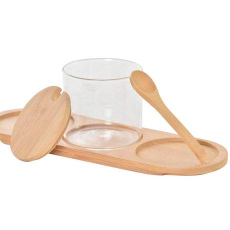 Açucareiro DKD Home Decor Básico Transparente Natural Bambu 3 Peças 8,5 cm 29 x 10 x 10 cm - EcoNest