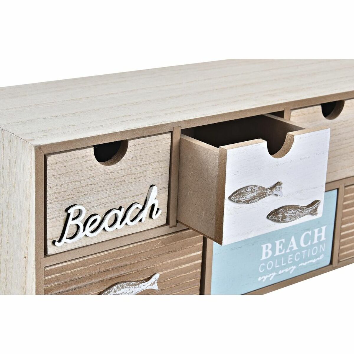 Guarda-Joias DKD Home Decor 40 x 16 x 19 cm Madeira Castanho Turquesa