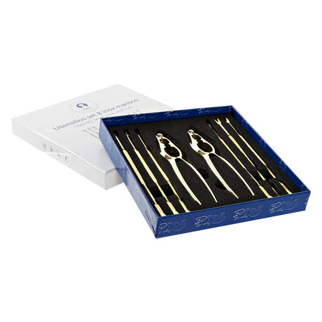 Conjunto para Marisco DKD Home Decor Dourado Aço inoxidável 8 Peças 3 x 3 x 15 cm - EcoNest