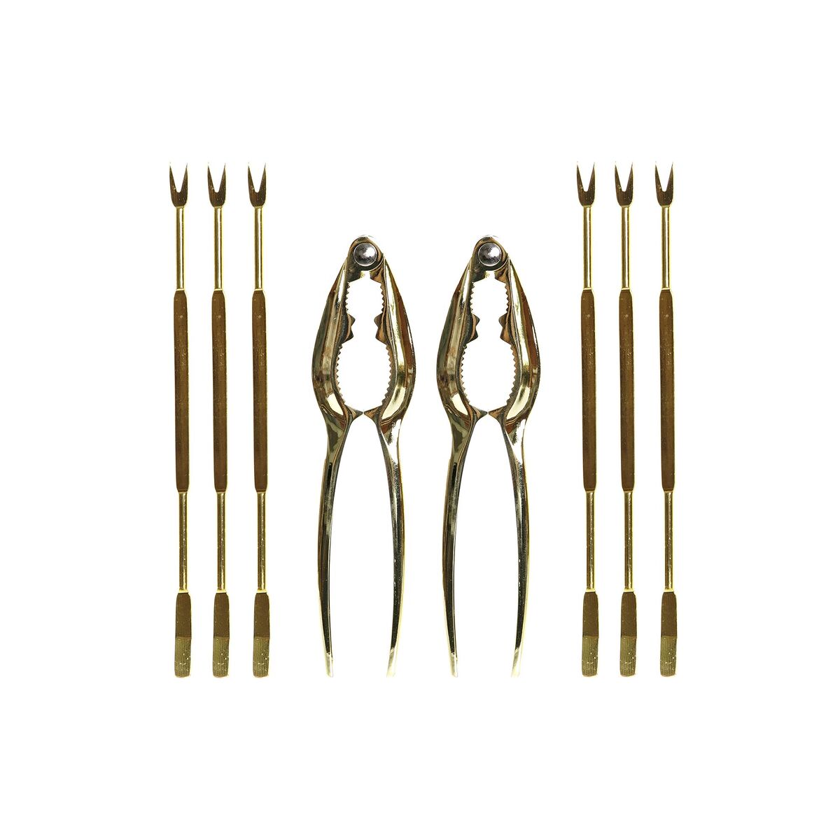 Conjunto para Marisco DKD Home Decor Dourado Aço inoxidável 8 Peças 3 x 3 x 15 cm - EcoNest
