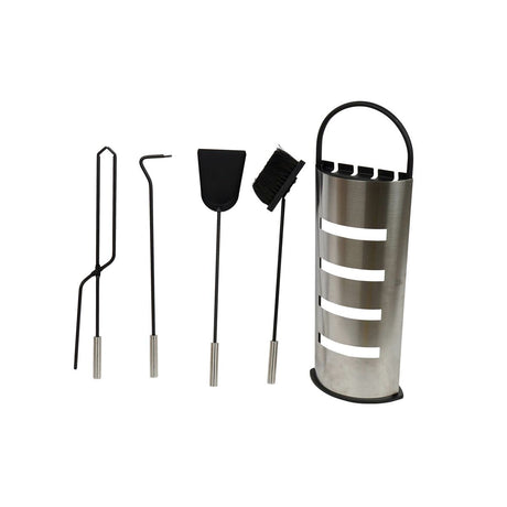 Utensílios para a Lareira DKD Home Decor Prateado Aço 23 x 15 x 66 cm (4 Peças) - EcoNest
