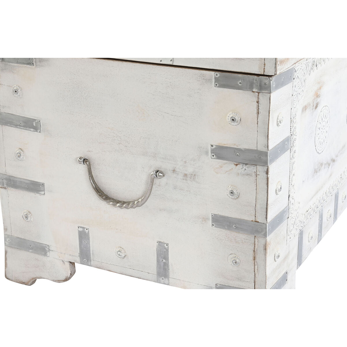 Baú DKD Home Decor Branco Marrom claro Madeira de mangueira 78,7 x 43 x 45,7 cm - EcoNest
