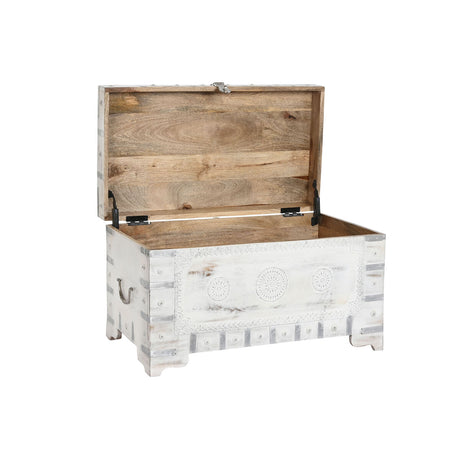 Baú DKD Home Decor Branco Marrom claro Madeira de mangueira 78,7 x 43 x 45,7 cm - EcoNest