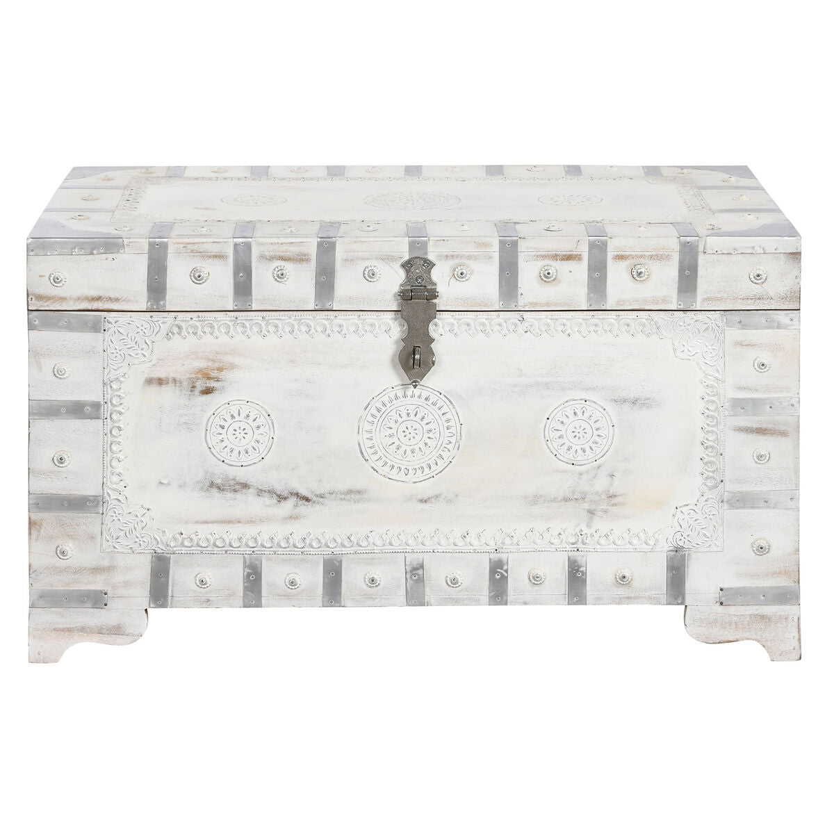 Baú DKD Home Decor Branco Marrom claro Madeira de mangueira 78,7 x 43 x 45,7 cm - EcoNest