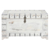 Baú DKD Home Decor Branco Marrom claro Madeira de mangueira 78,7 x 43 x 45,7 cm - EcoNest