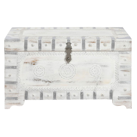 Baú DKD Home Decor Branco Marrom claro Madeira de mangueira 78,7 x 43 x 45,7 cm - EcoNest
