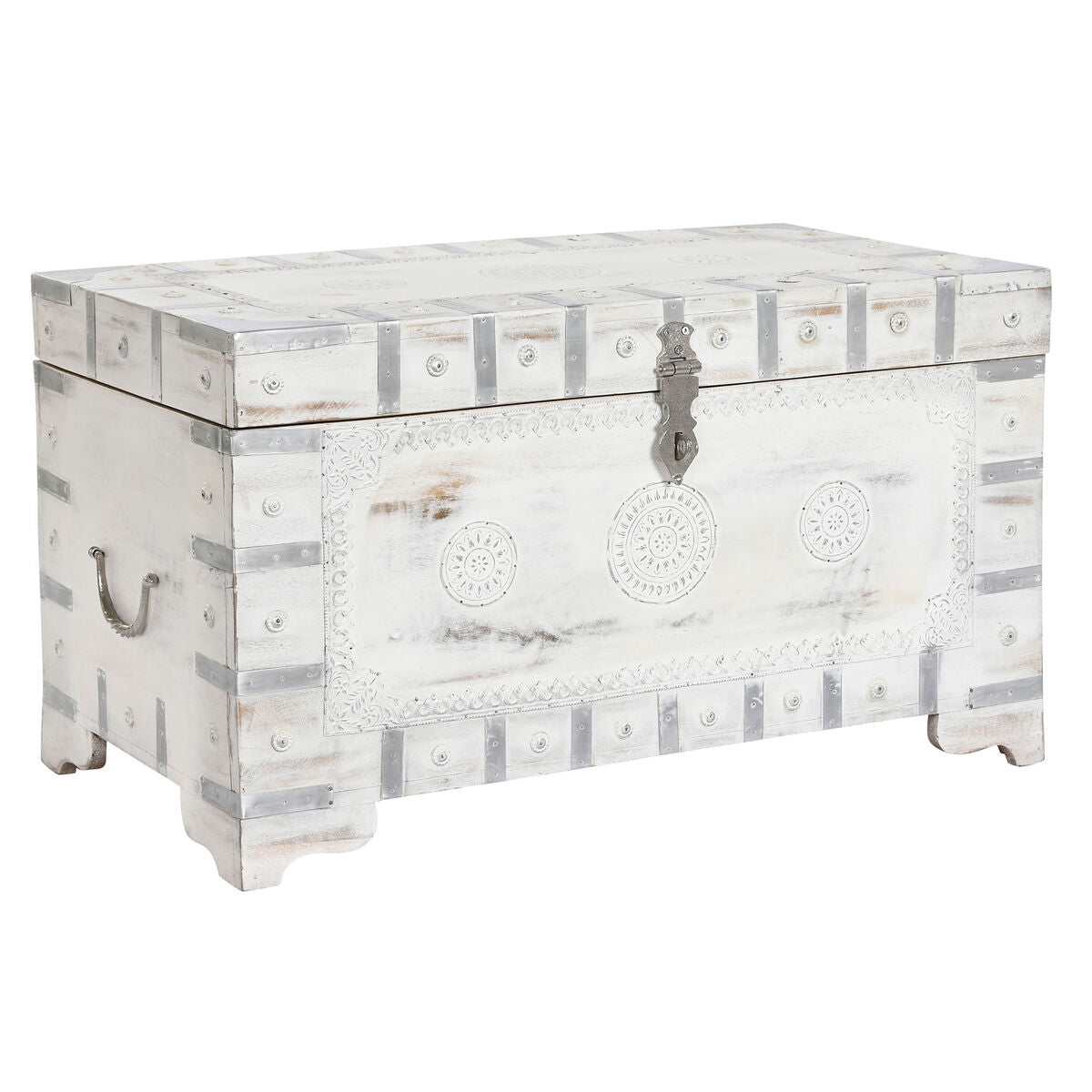 Baú DKD Home Decor Branco Marrom claro Madeira de mangueira 78,7 x 43 x 45,7 cm - EcoNest