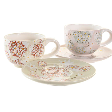 Conjunto de Chávenas de Café DKD Home Decor Bege Metal Verde Dolomite (180 ml) (6 Peças) - EcoNest