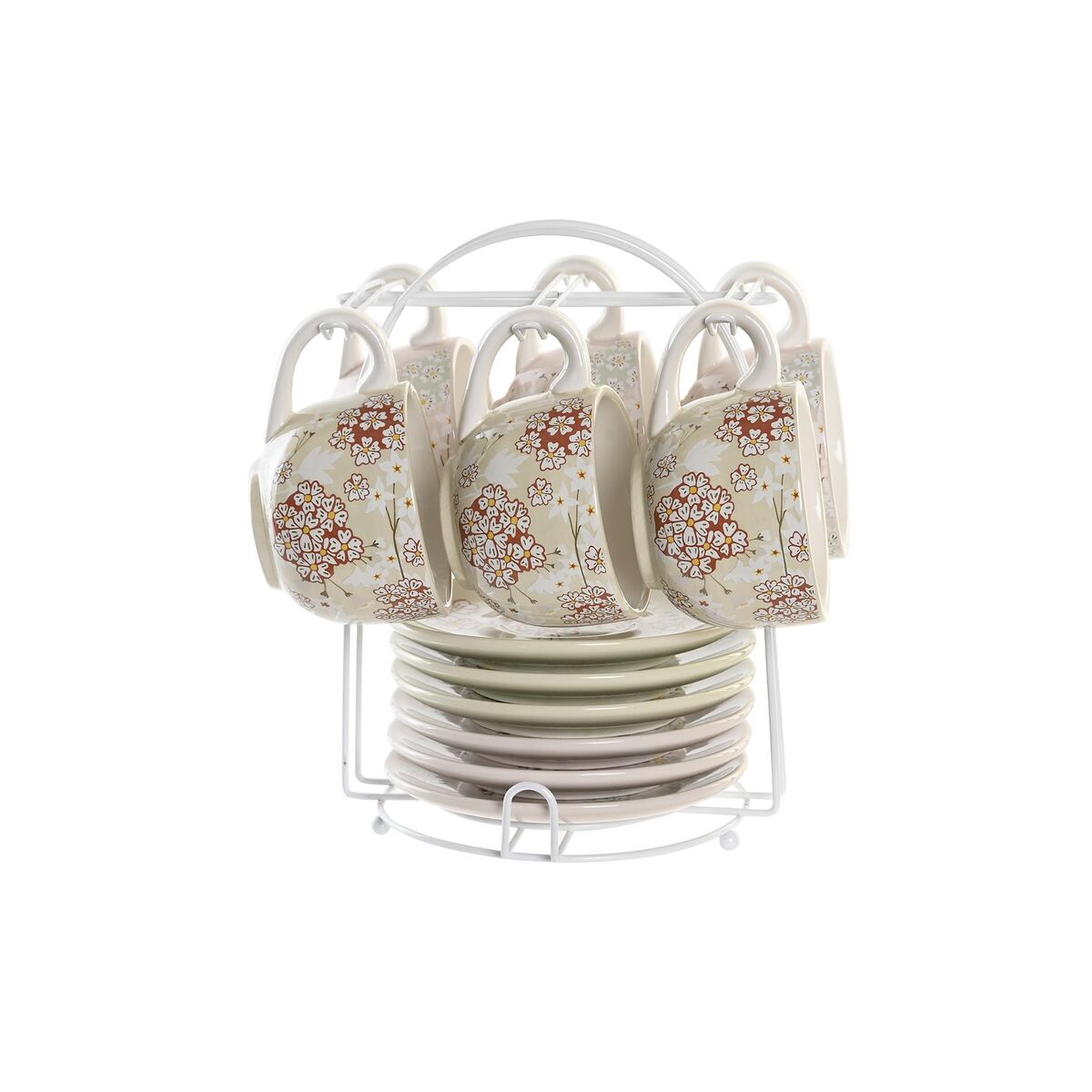 Conjunto de Chávenas de Café DKD Home Decor Bege Metal Verde Dolomite (180 ml) (6 Peças) - EcoNest