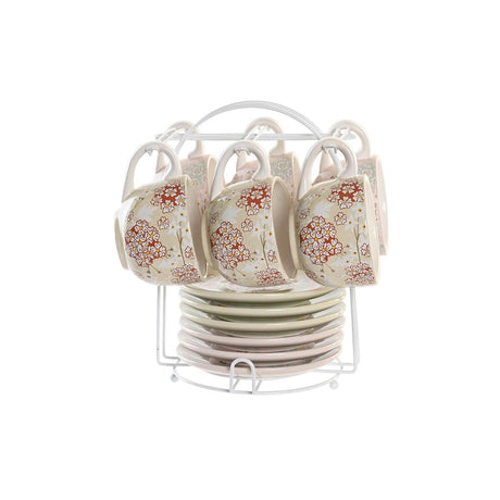 Conjunto de Chávenas de Café DKD Home Decor Bege Metal Verde Dolomite (180 ml) (6 Peças) - EcoNest