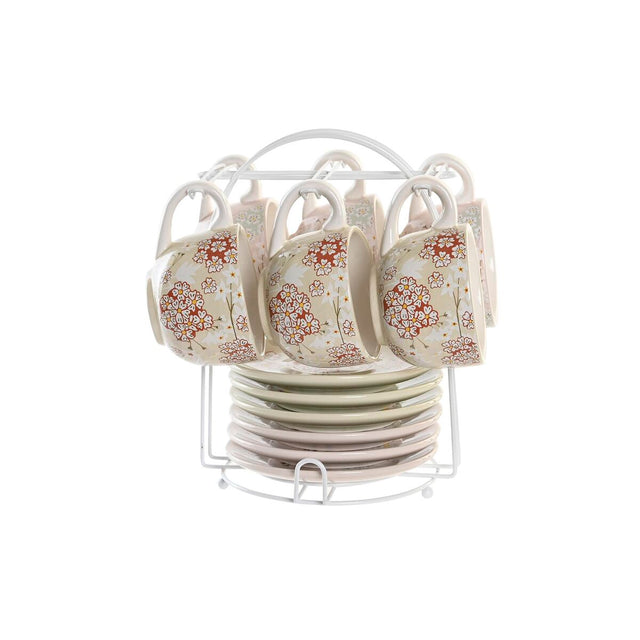 Conjunto de Chávenas de Café DKD Home Decor Bege Metal Verde Dolomite (180 ml) (6 Peças) - EcoNest