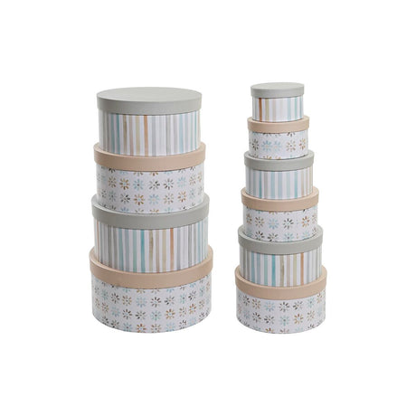 Conjunto de Caixas de Organização Empilháveis DKD Home Decor Multicolor Cartão 37,5 x 37,5 x 18 cm - EcoNest