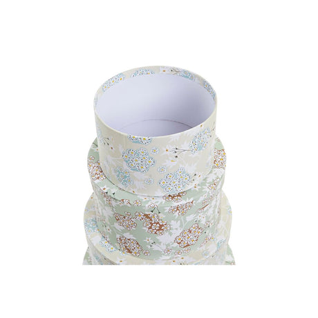 Conjunto de Caixas de Organização Empilháveis DKD Home Decor Bege Verde Cartão (37,5 x 37,5 x 18 cm) - EcoNest
