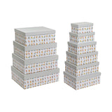 Conjunto de Caixas de Organização Empilháveis DKD Home Decor Cinzento Animais de Estimação Cartão (43,5 x 33,5 x 15,5 cm) - EcoNest