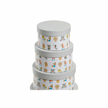 Caixa Multiusos DKD Home Decor Branco Infantil Multicolor Bloemen Cartão (37,5 x 37,5 x 18 cm) - EcoNest