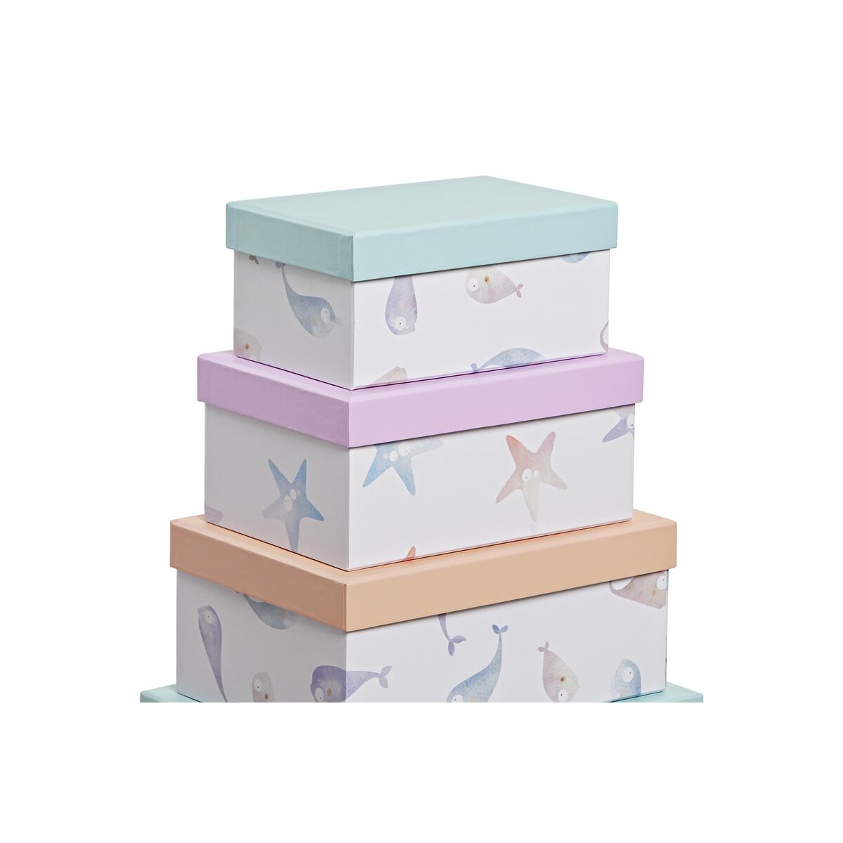 Conjunto de Caixas de Organização Empilháveis DKD Home Decor Marinha Cartão (43,5 x 33,5 x 15,5 cm) - EcoNest