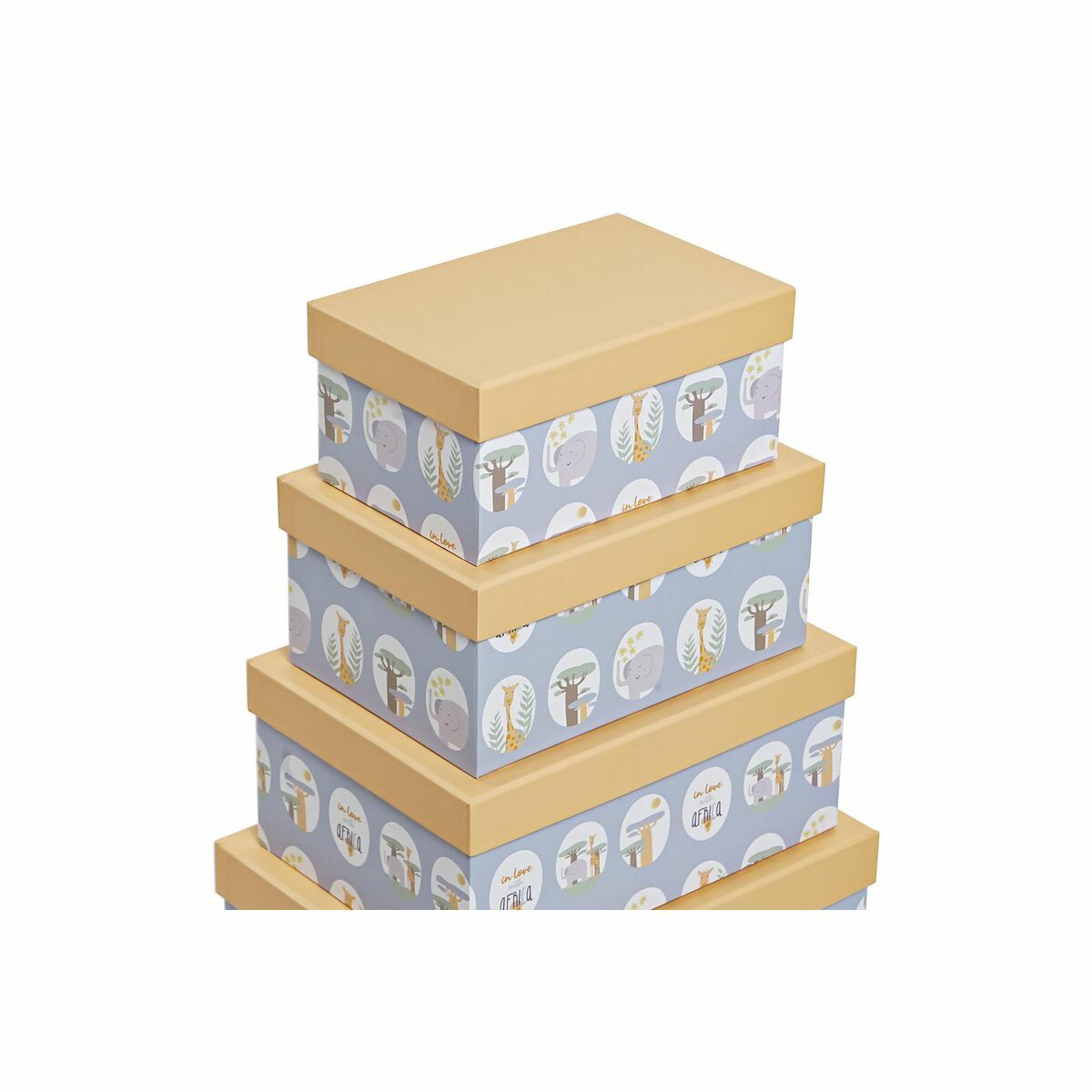 Conjunto de Caixas de Organização Empilháveis DKD Home Decor animais Azul Cartão (43,5 x 33,5 x 15,5 cm) - EcoNest