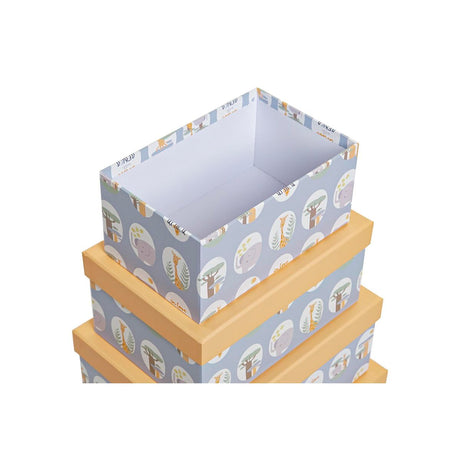 Conjunto de Caixas de Organização Empilháveis DKD Home Decor animais Azul Cartão (43,5 x 33,5 x 15,5 cm) - EcoNest