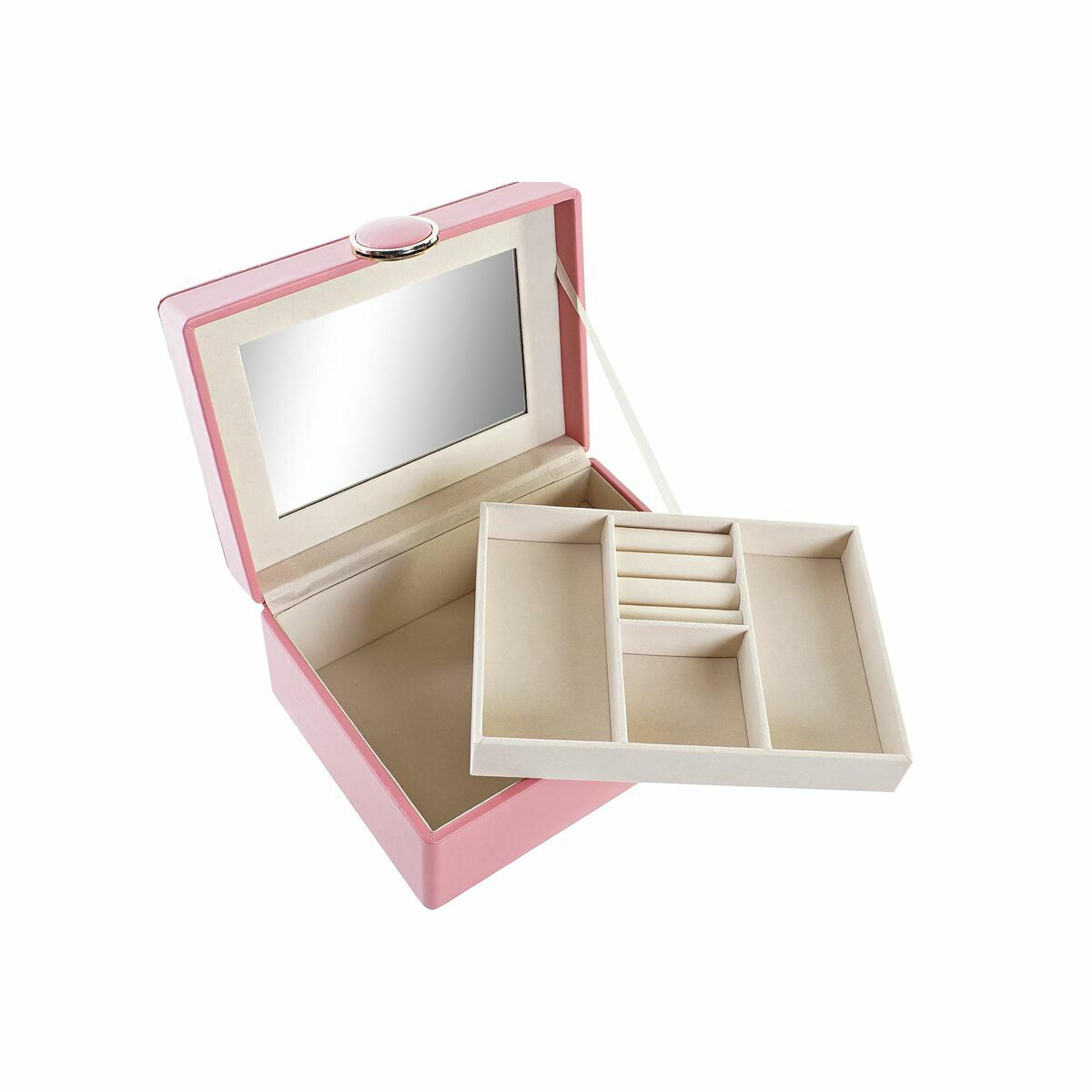 Guarda-Joias DKD Home Decor 17 x 13 x 8,5 cm Cor de Rosa Poliuretano Madeira MDF - EcoNest