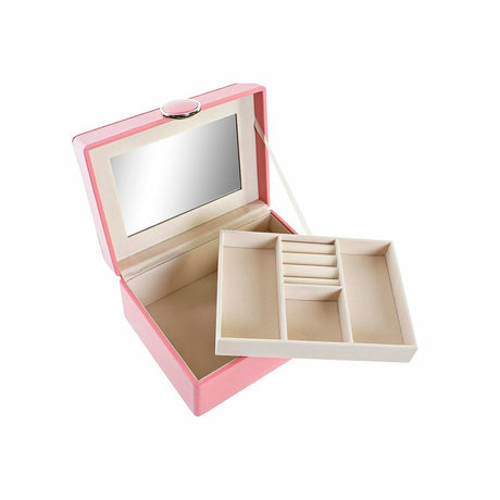 Guarda-Joias DKD Home Decor 17 x 13 x 8,5 cm Cor de Rosa Poliuretano Madeira MDF - EcoNest