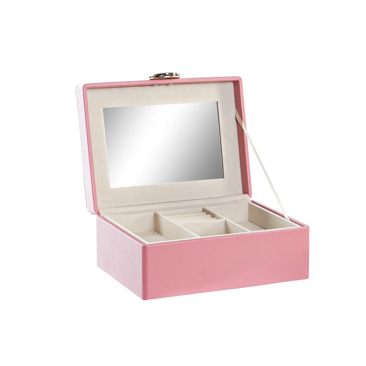 Guarda-Joias DKD Home Decor 17 x 13 x 8,5 cm Cor de Rosa Poliuretano Madeira MDF - EcoNest