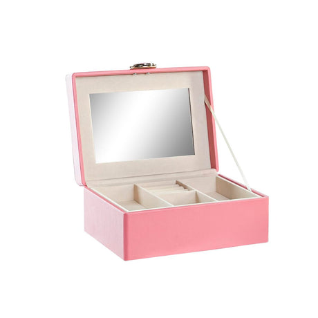 Guarda-Joias DKD Home Decor 17 x 13 x 8,5 cm Cor de Rosa Poliuretano Madeira MDF - EcoNest
