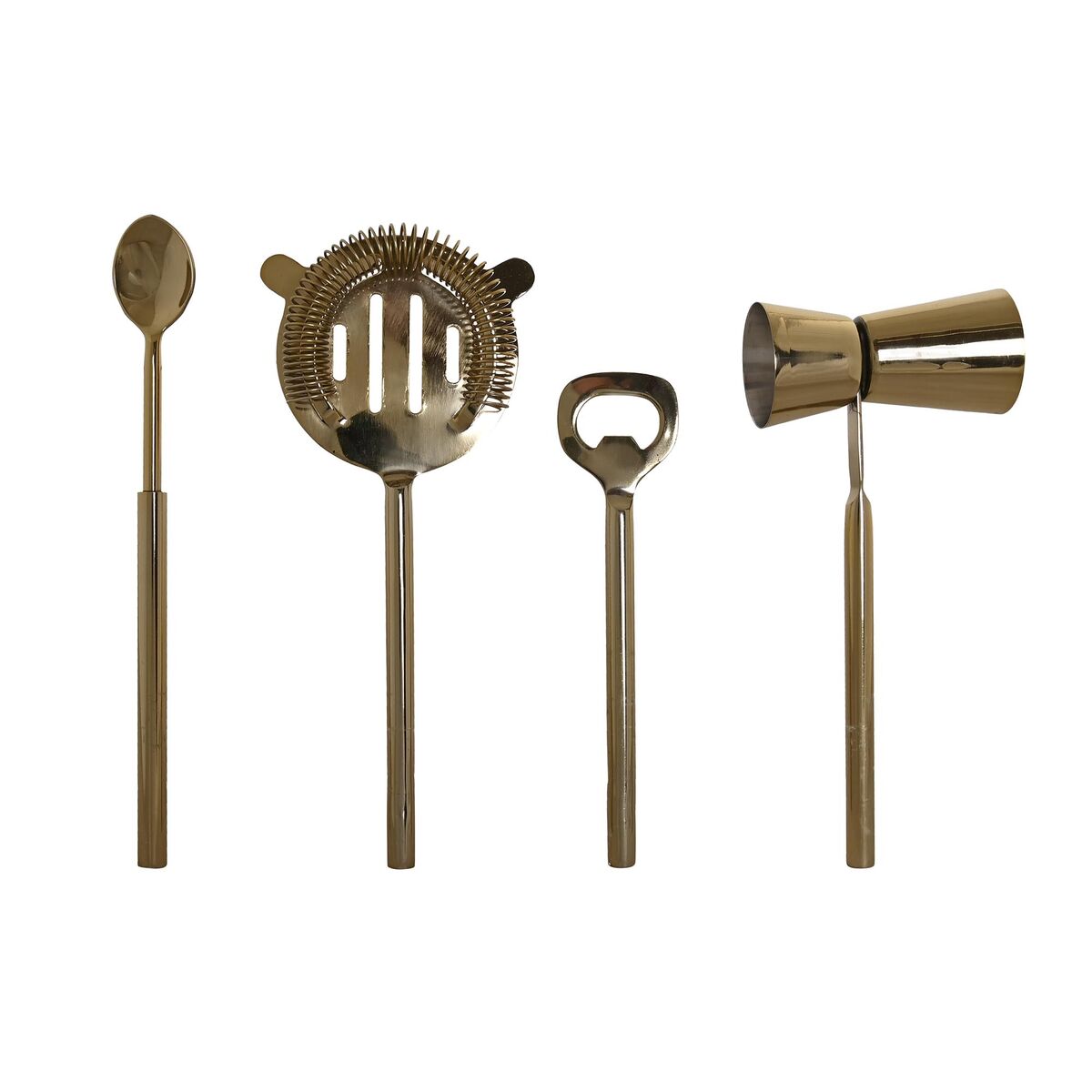 Conjunto de Cocktail DKD Home Decor 10 x 3 x 21 cm Prateado Dourado Aço inoxidável Mármore - EcoNest