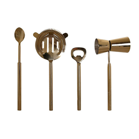 Conjunto de Cocktail DKD Home Decor 10 x 3 x 21 cm Prateado Dourado Aço inoxidável Mármore - EcoNest