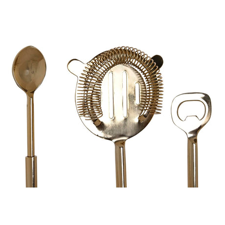 Conjunto de Cocktail DKD Home Decor 10 x 3 x 21 cm Prateado Dourado Aço inoxidável Mármore - EcoNest