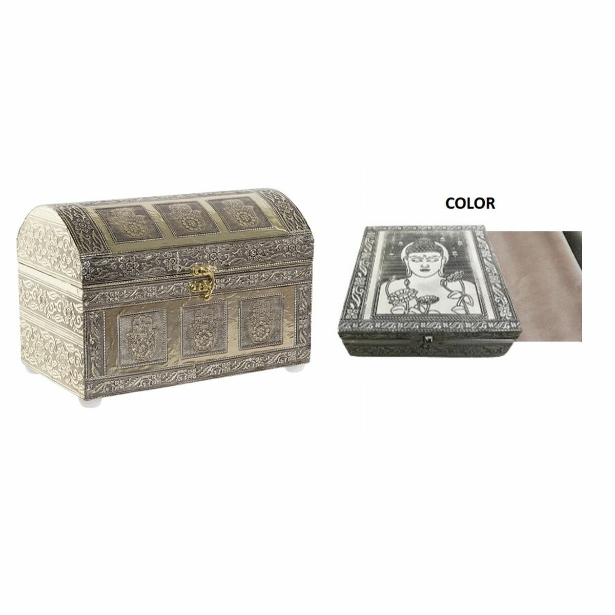 Guarda-Joias DKD Home Decor 25 x 15,5 x 18 cm Champanhe Bege Madeira Alumínio - EcoNest