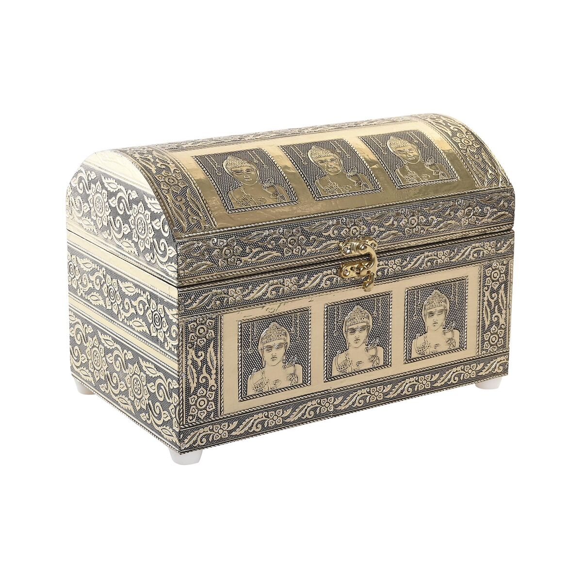 Guarda-Joias DKD Home Decor 25 x 15,5 x 18 cm Champanhe Bege Madeira Alumínio - EcoNest