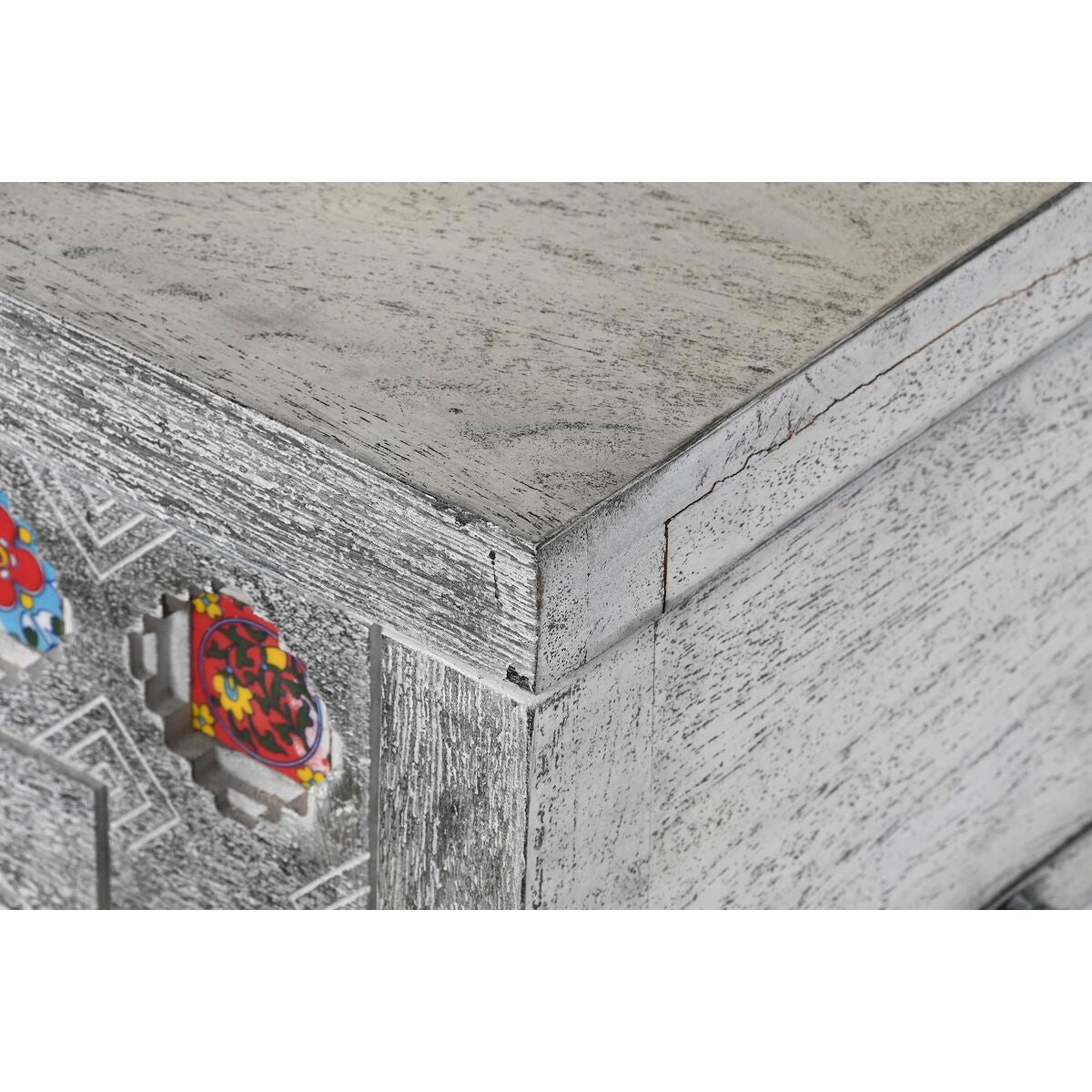 Baú DKD Home Decor Cerâmica Cinzento Branco Madeira de mangueira (116 x 40 x 50 cm) - EcoNest