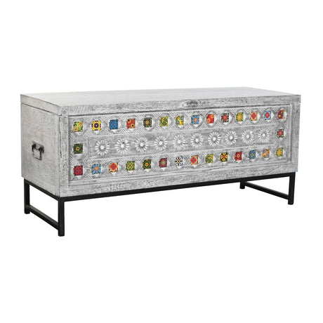 Baú DKD Home Decor Cerâmica Cinzento Branco Madeira de mangueira (116 x 40 x 50 cm) - EcoNest