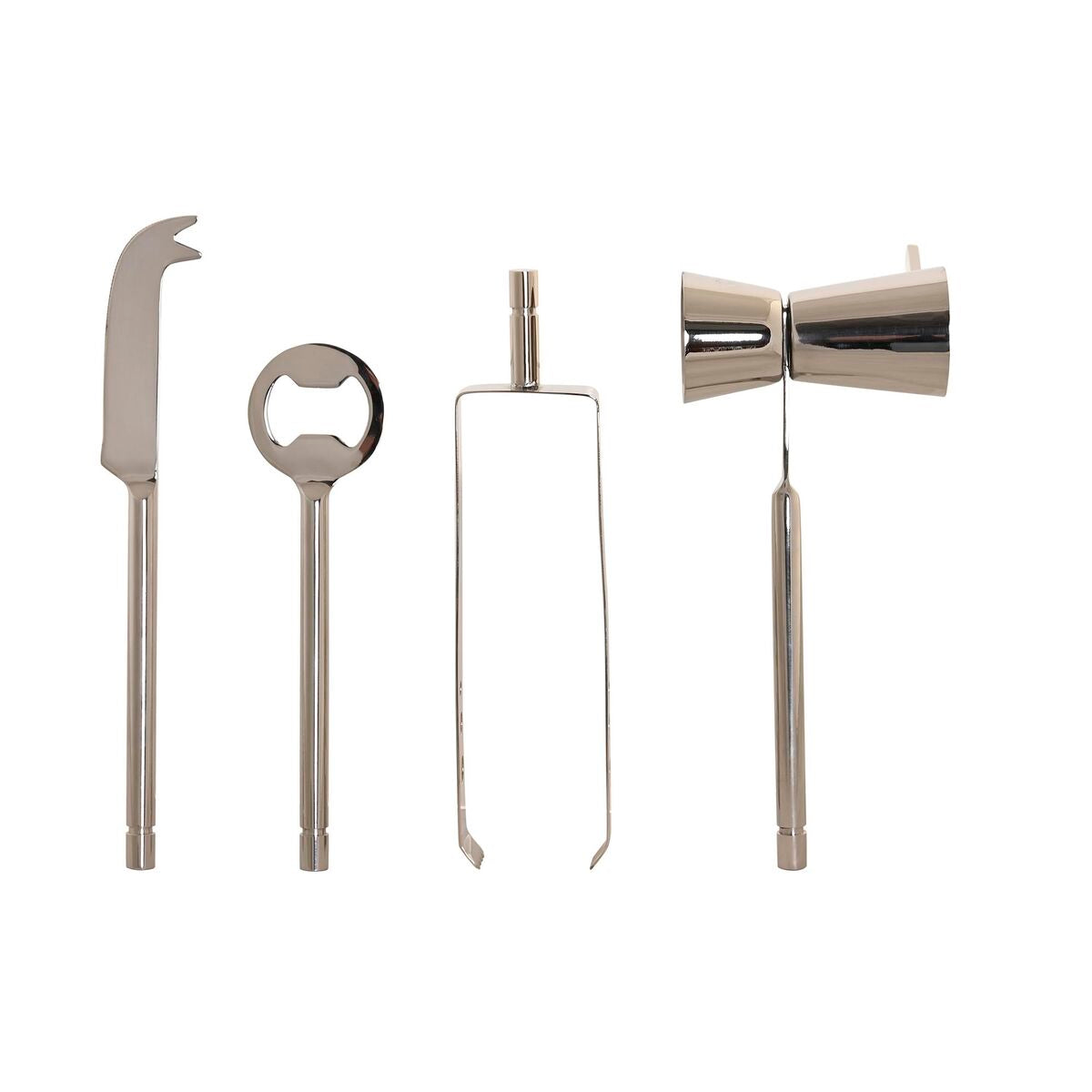 Conjunto de Cocktail DKD Home Decor 25,5 x 9 x 30 cm Natural Prateado Aço inoxidável Acácia - EcoNest