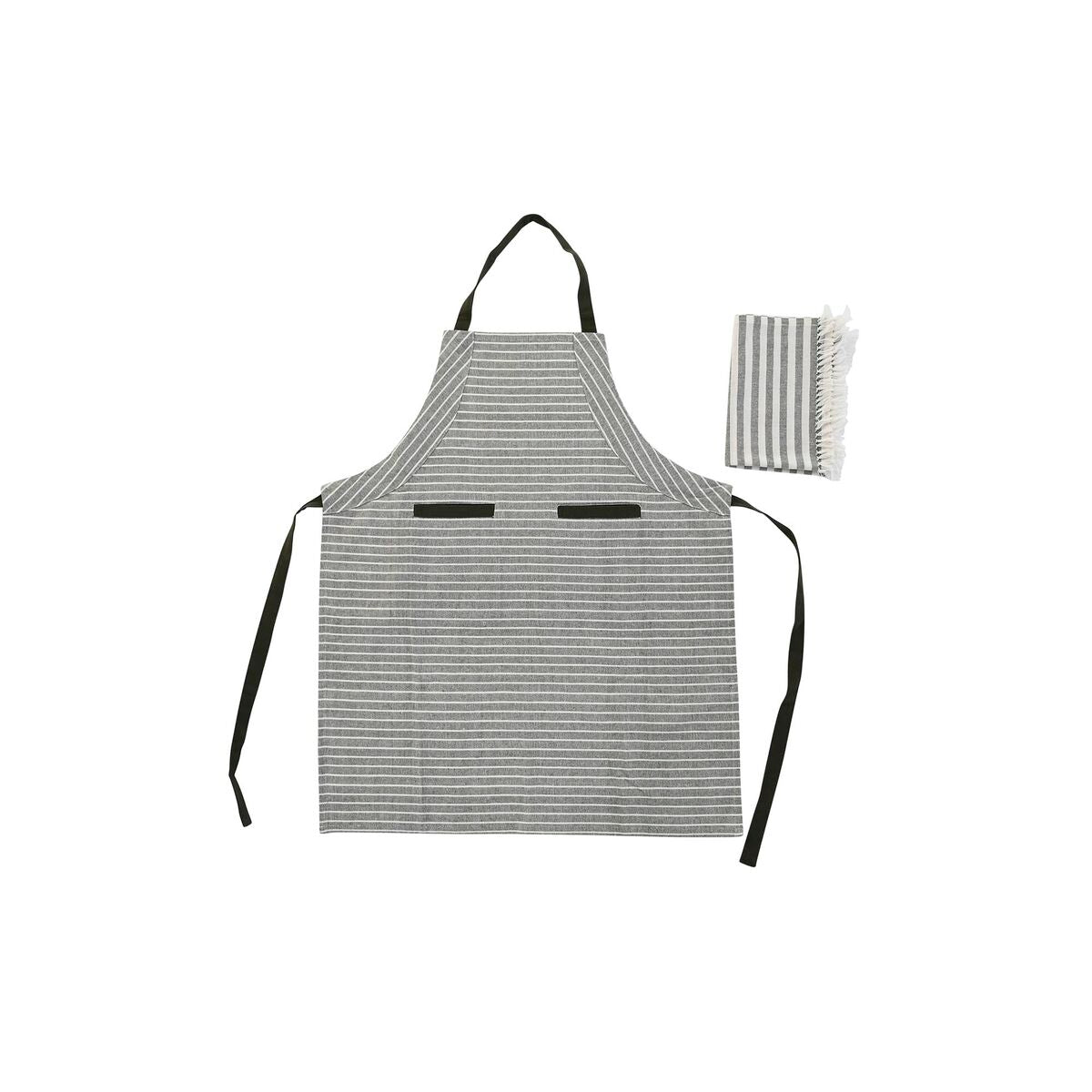 Avental com Bolso DKD Home Decor 70 x 1 x 85 cm Cinzento Algodão Branco Verde - EcoNest