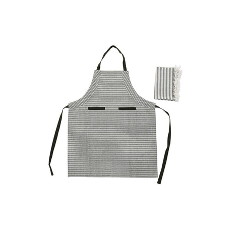Avental com Bolso DKD Home Decor 70 x 1 x 85 cm Cinzento Algodão Branco Verde - EcoNest