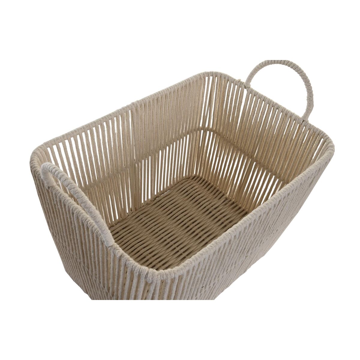 Conjunto de Cestas DKD Home Decor Bege Metal Algodão (39 x 29 x 31 cm) - EcoNest