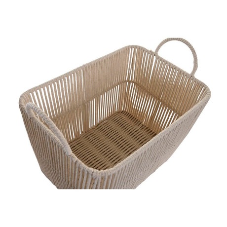 Conjunto de Cestas DKD Home Decor Bege Metal Algodão (39 x 29 x 31 cm) - EcoNest