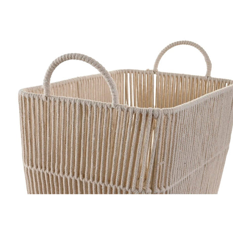 Conjunto de Cestas DKD Home Decor Bege Metal Algodão (39 x 29 x 31 cm) - EcoNest